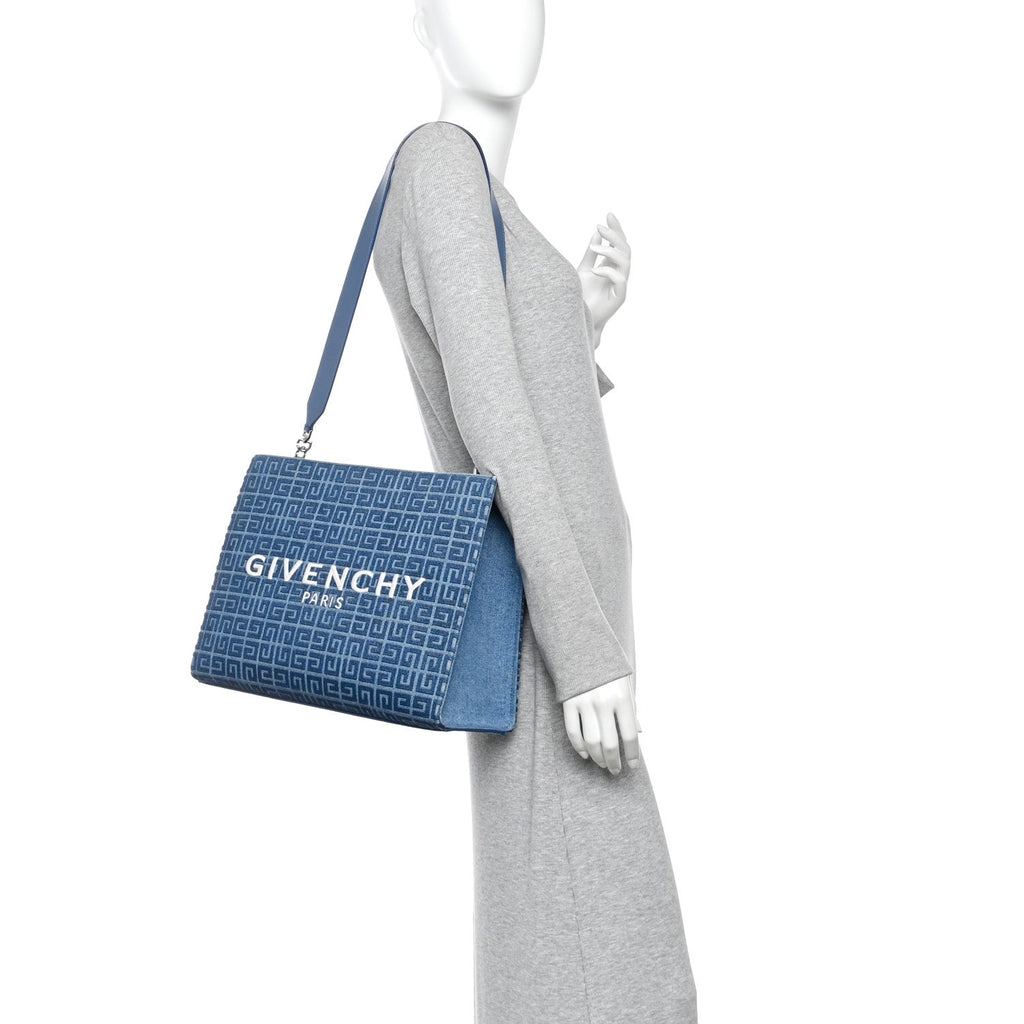 Denim 4G Medium Chain Tote Blue