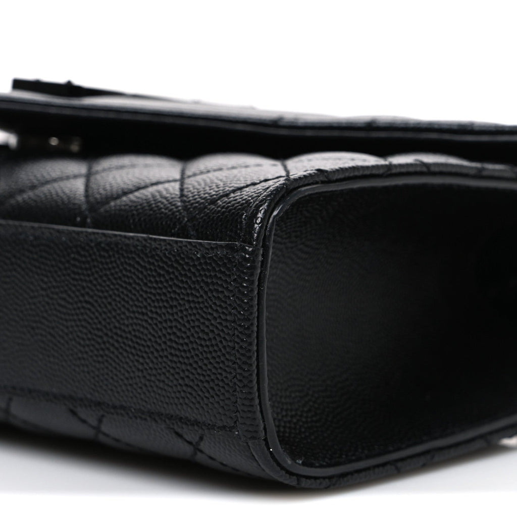 Grain De Poudre Textured Mixed Matelasse Triquilt Small Monogram Monochrome Satchel Black