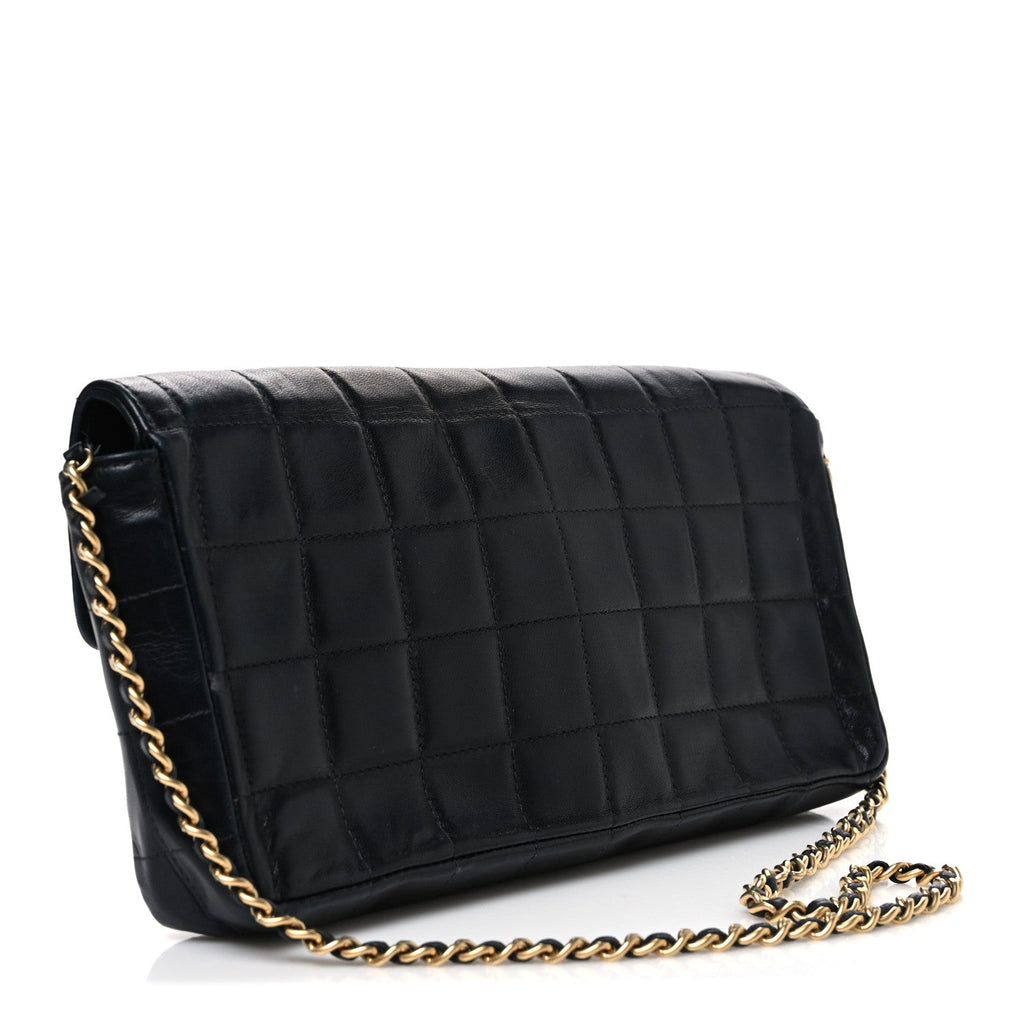 Lambskin East West Chocolate Bar Flap Black
