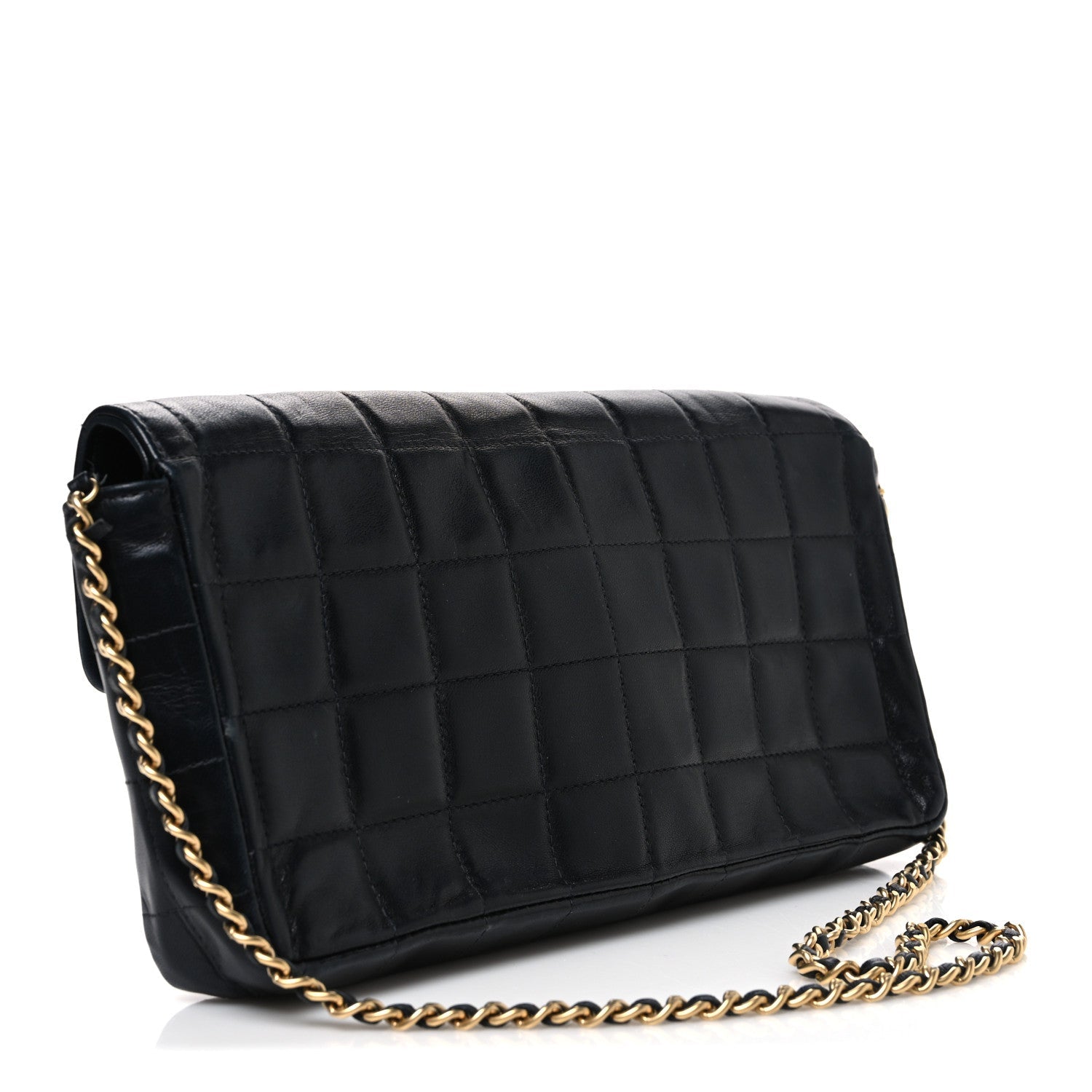 Lambskin East West Chocolate Bar Flap Black