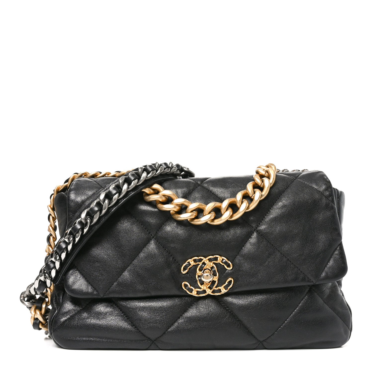 Goatskin Quilted Large Chanel 19 Flap Black