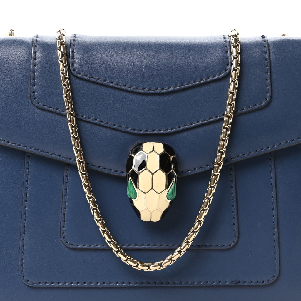 Calfskin Small Serpenti Forever Snake Strap Crossbody Bag Blue
