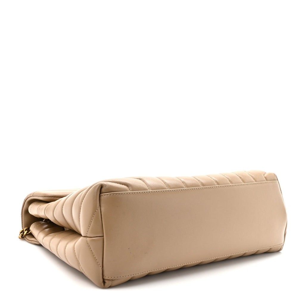 Calfskin Y Quilted Monogram Medium Loulou Chain Satchel Dark Beige