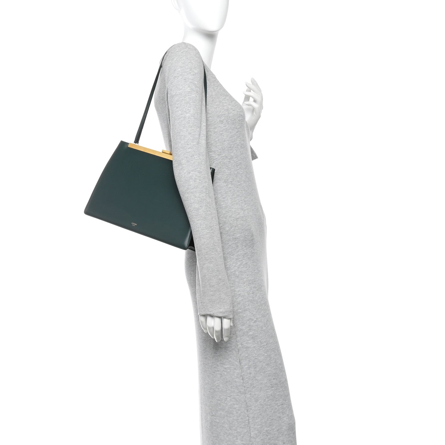 Smooth Calfskin Medium Clasp Shoulder Bag Forest