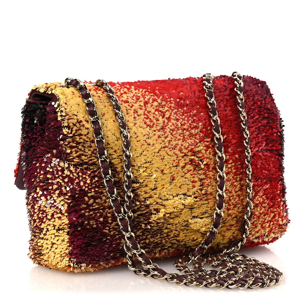 Shaded Sequins Mini Flap Black Burgundy Red Yellow