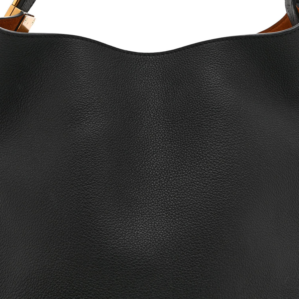 Grained Calfskin Low Key Hobo MM Black
