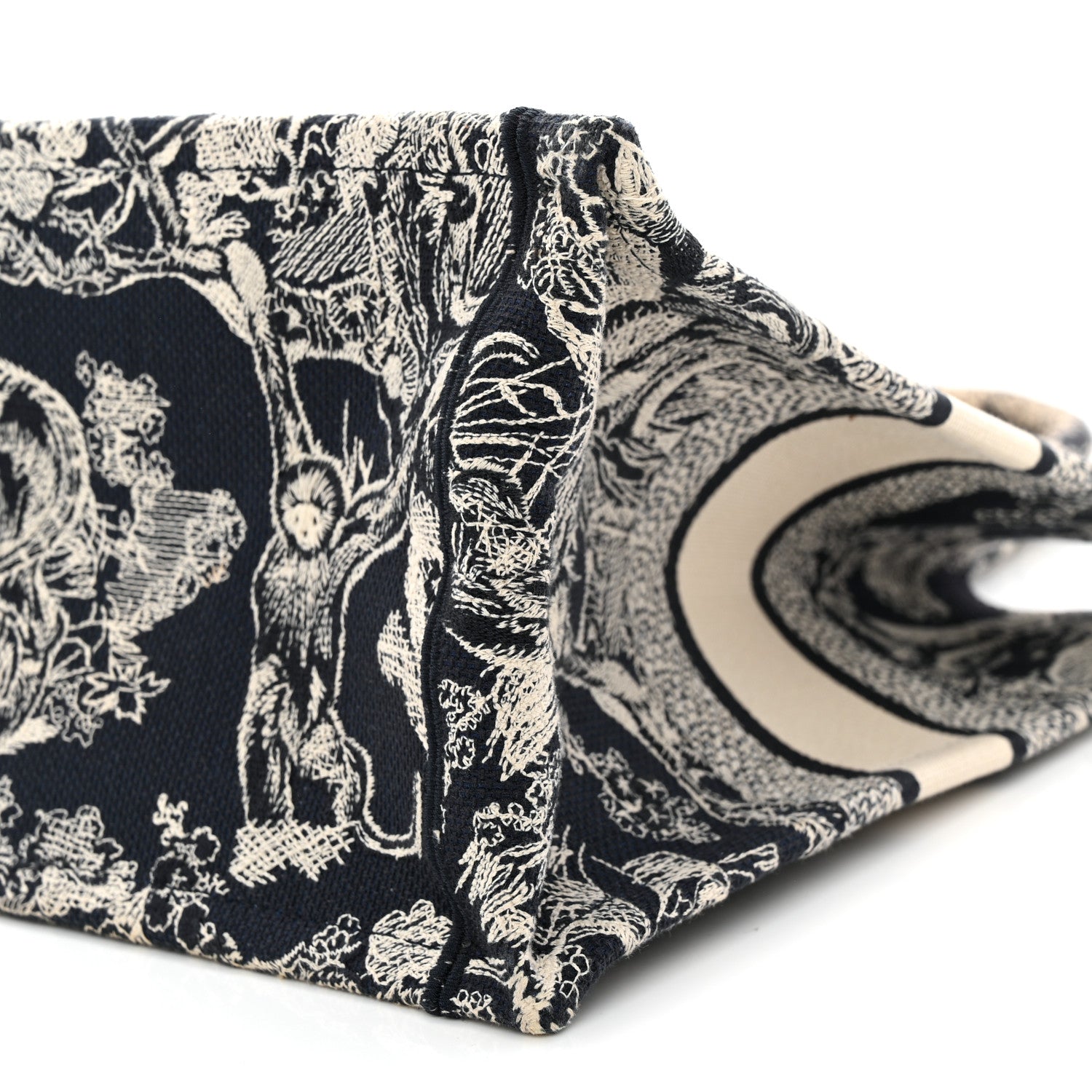 Canvas Embroidered Medium Dioriviera Toile De Jouy Reverse Book Tote Blue