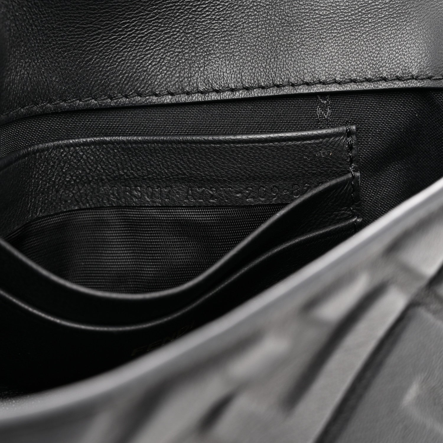 Nappa FF 1974 Embossed Mini Baguette Black