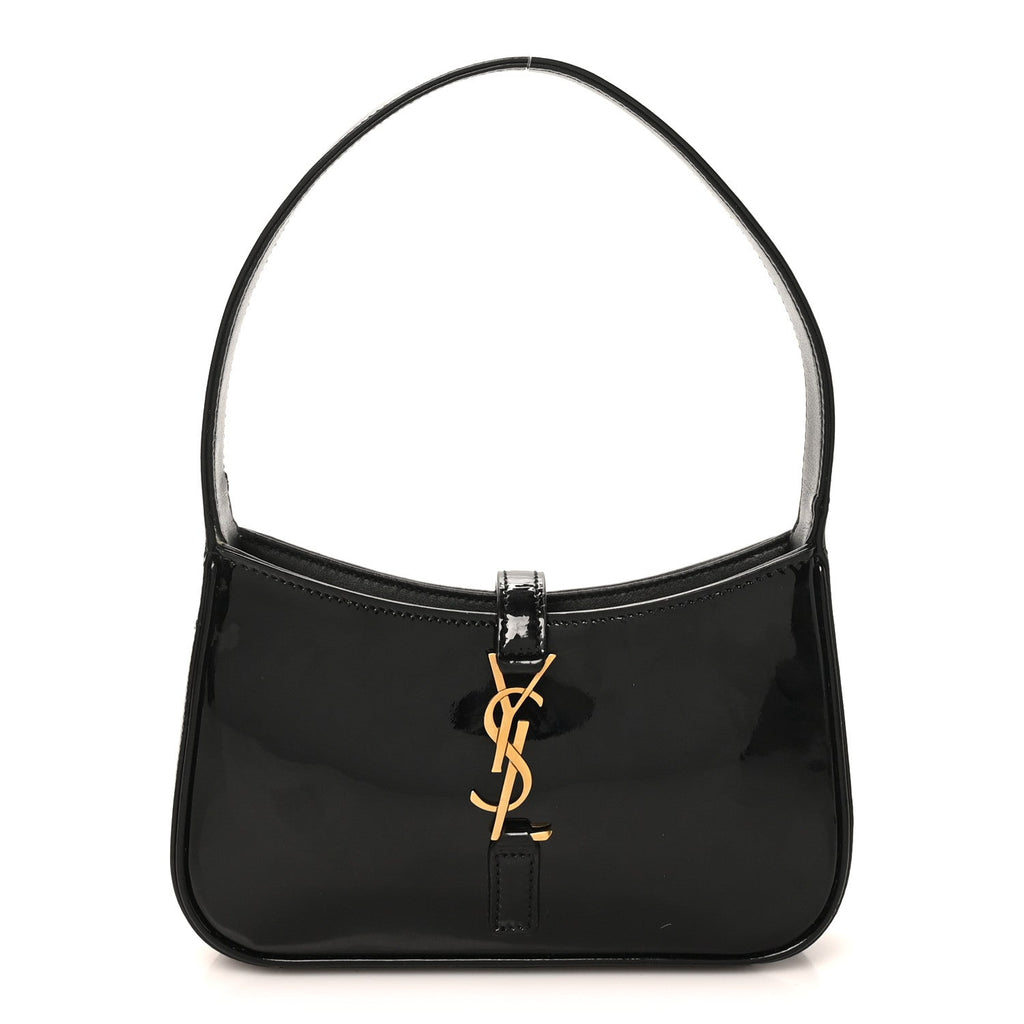 Patent Calfskin Le 5 A 7 Mini Hobo Black