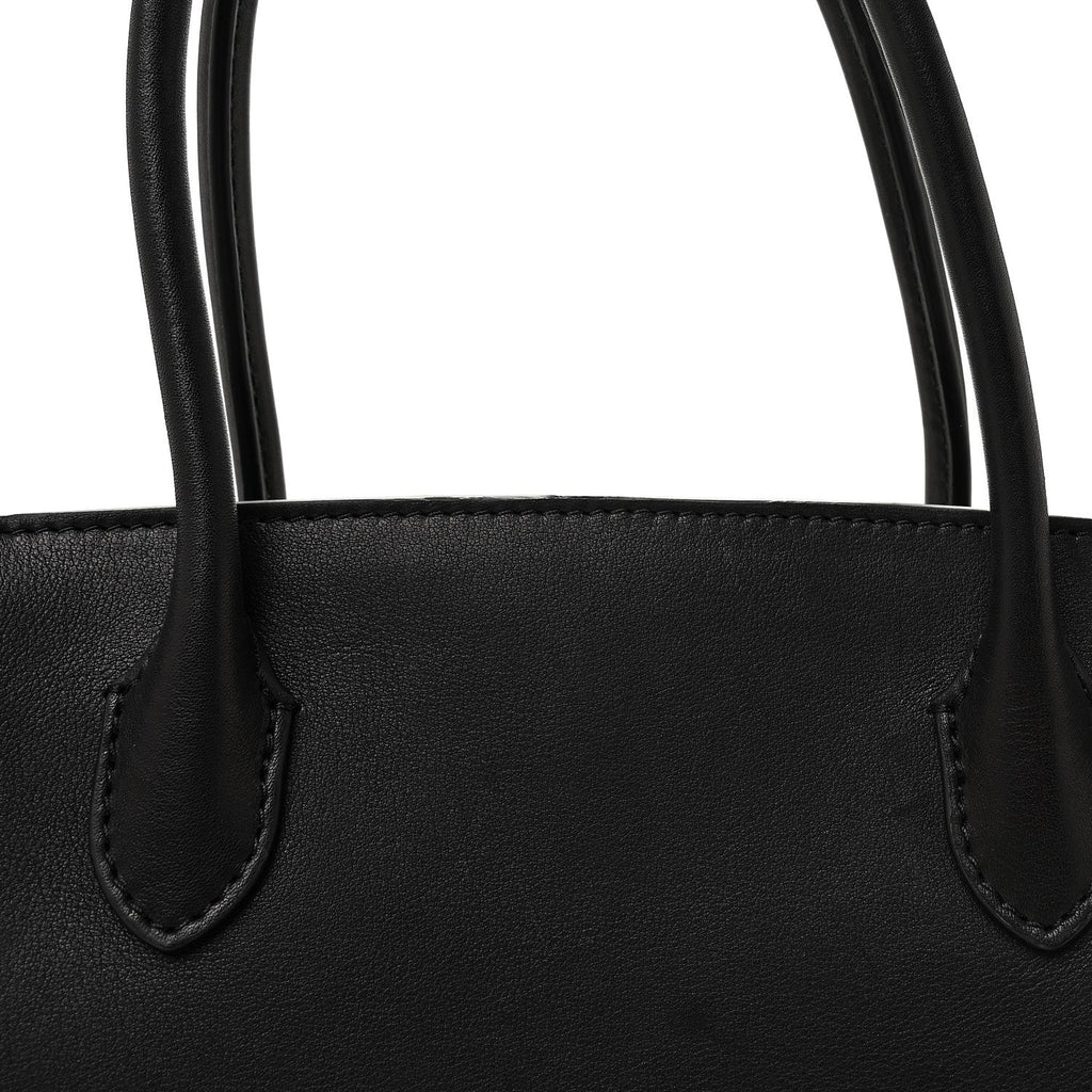 Polished Saddle Calfskin Marlo 12 Tote Bag Black