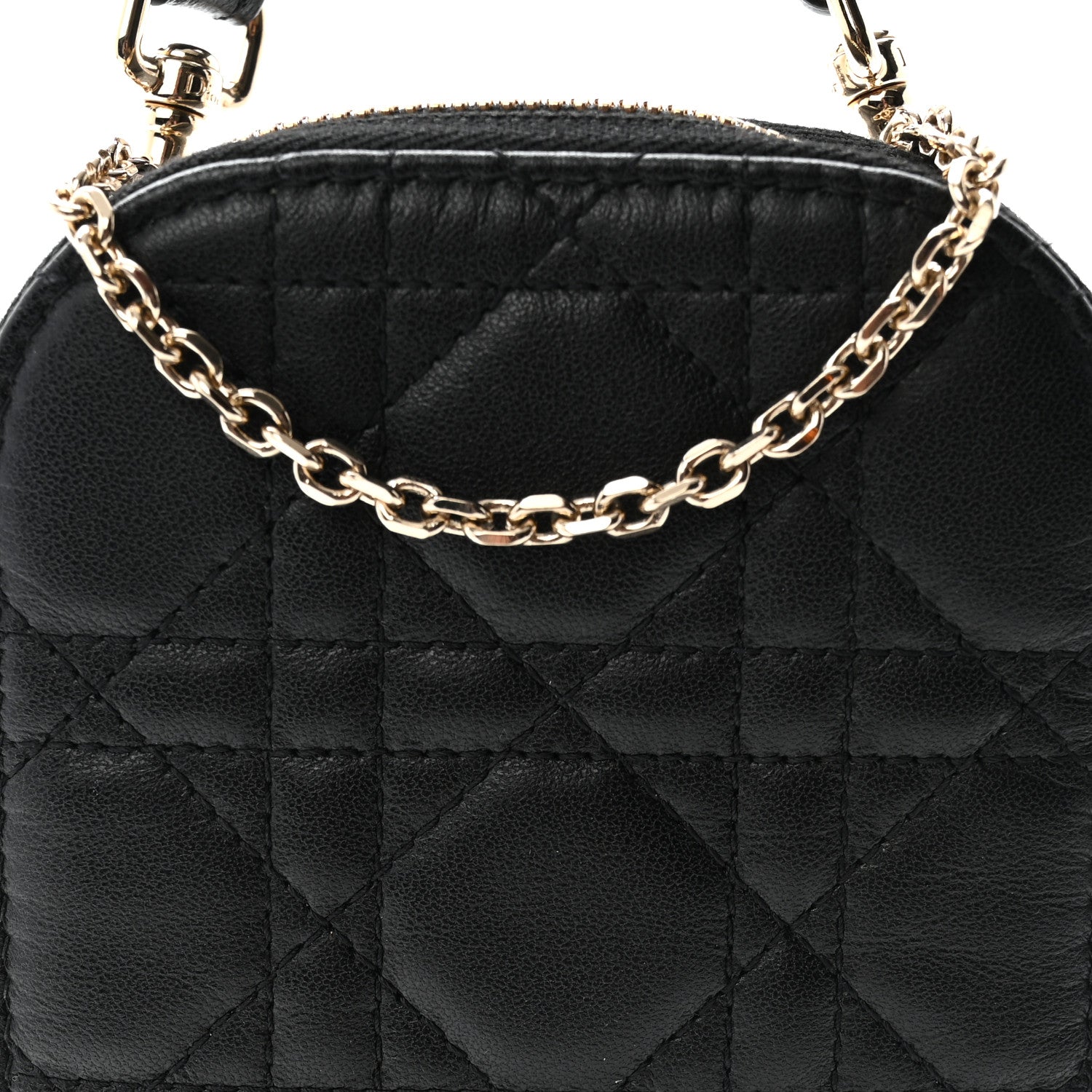 Lambskin Cannage Lady Dior Phone Holder Black