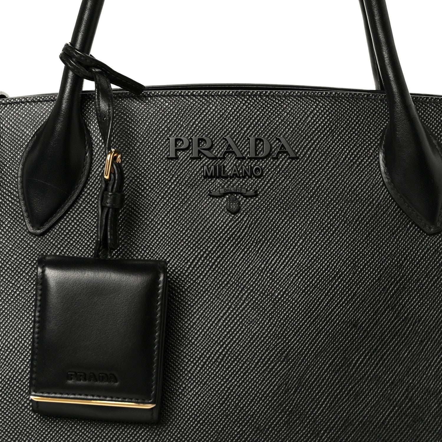 Saffiano Cuir Calfskin Medium Monochrome Top Handle Tote Black