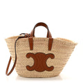Raffia Calfskin Triomphe Teen Panier Tan