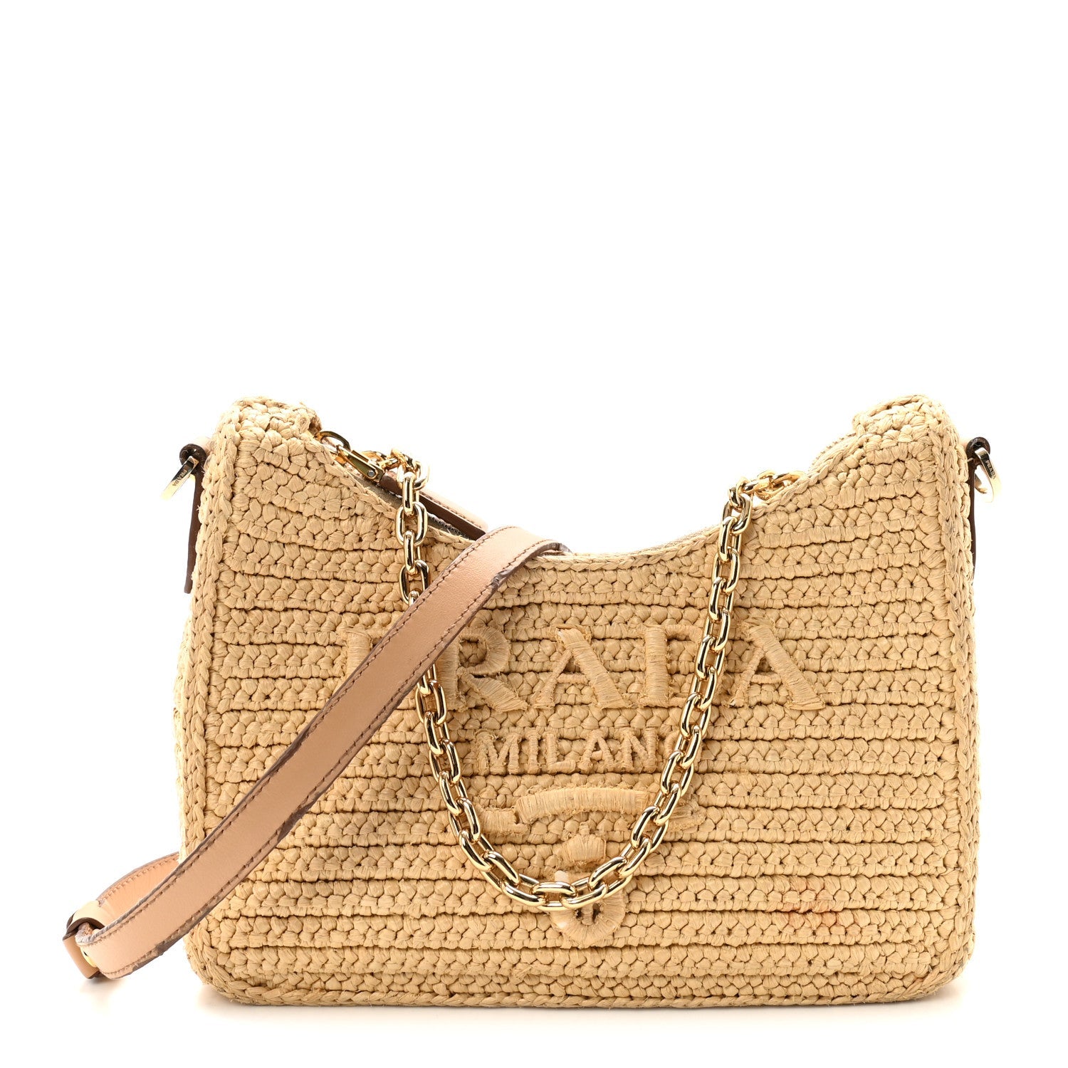 Yarn Raffia Effect Crochet Mini Re-Edition 2000 Shoulder Bag Naturale
