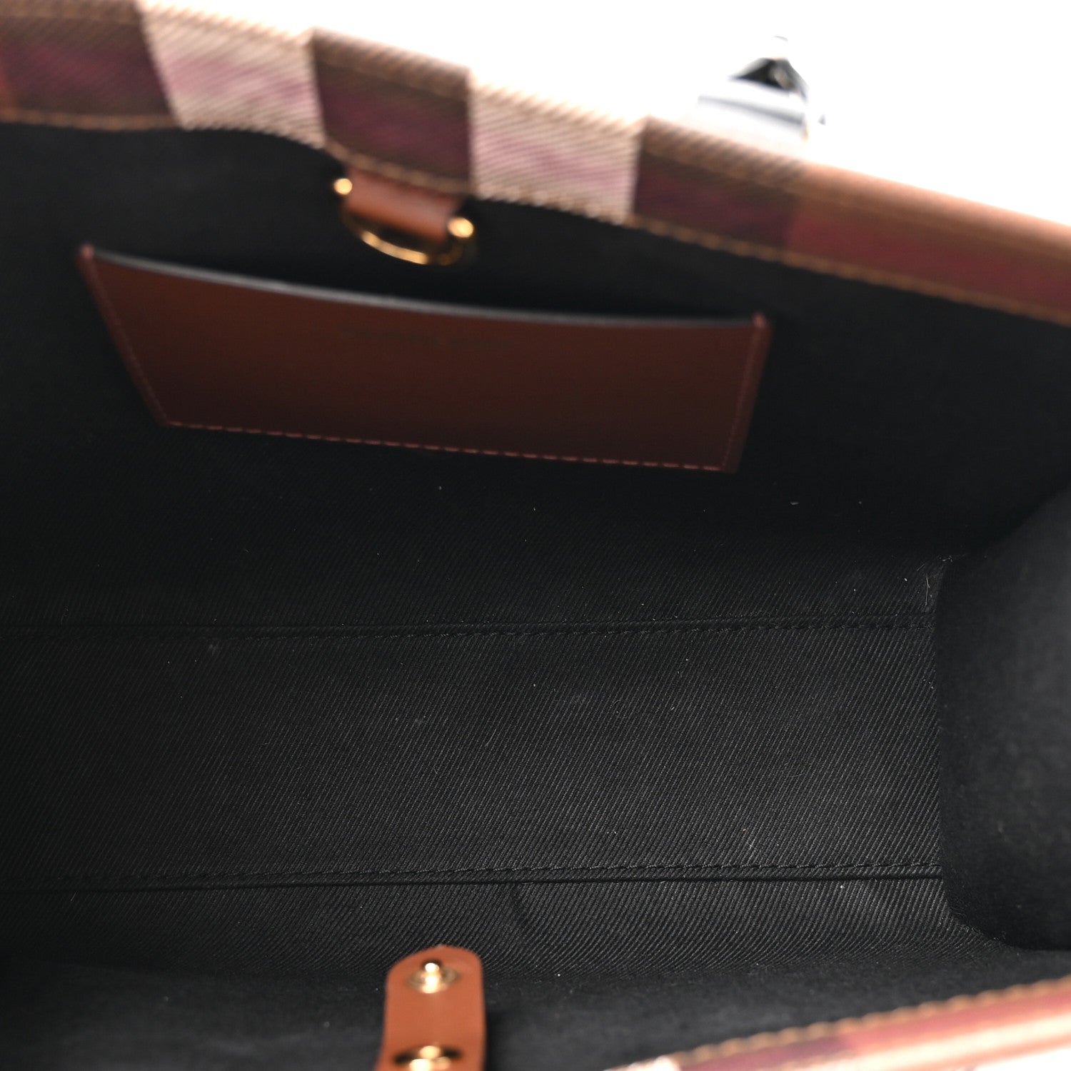 E-Canvas Check Calfskin Mini Freya Tote Dark Birch Brown