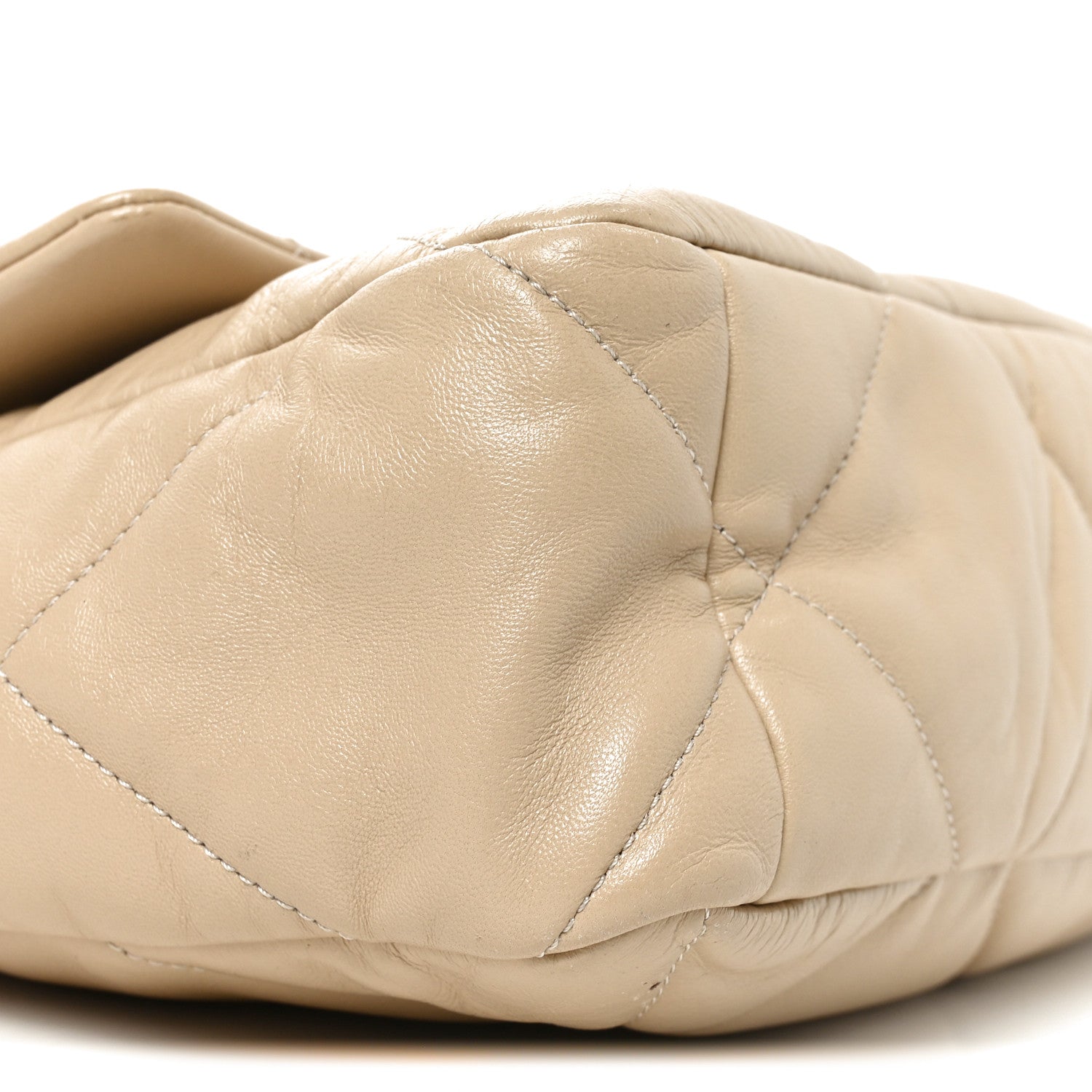 Lambskin Quilted Large Chanel 19 Flap Beige