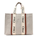 Cotton Calfskin Large Woody Ribbon Tote White Brown
