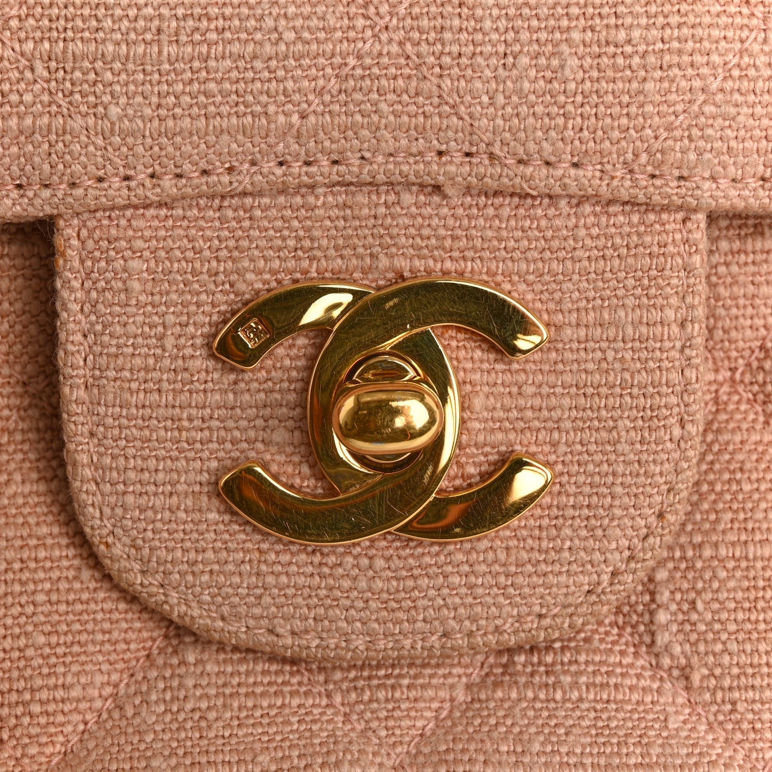 Canvas Quilted Small Double Flap Light Pink