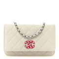 Caviar Quilted Chanel 19 Wallet On Chain WOC White Pink