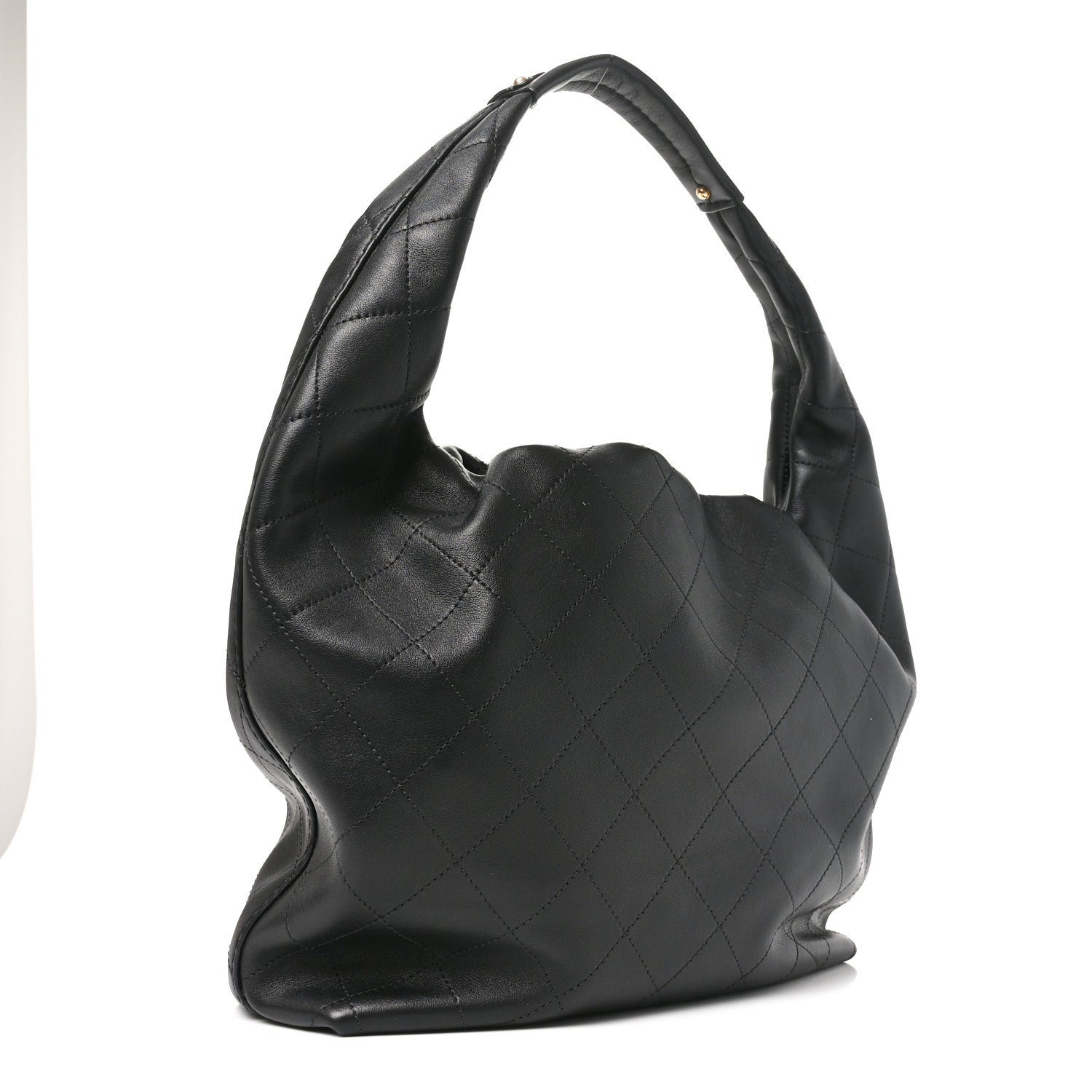 Calfskin Quilted Small Maxi Hobo Black