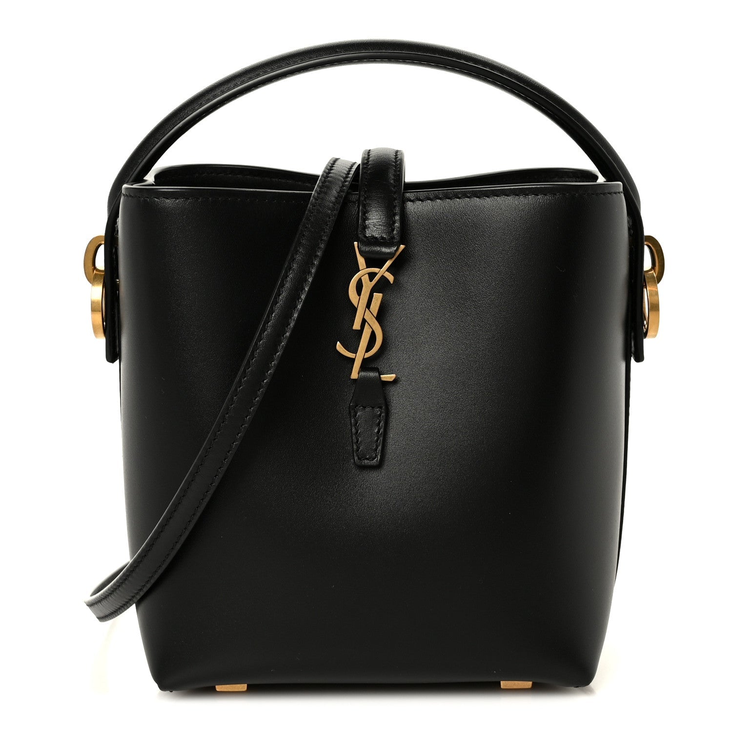 Shiny Calfskin Le 37 Mini Bucket Bag Black