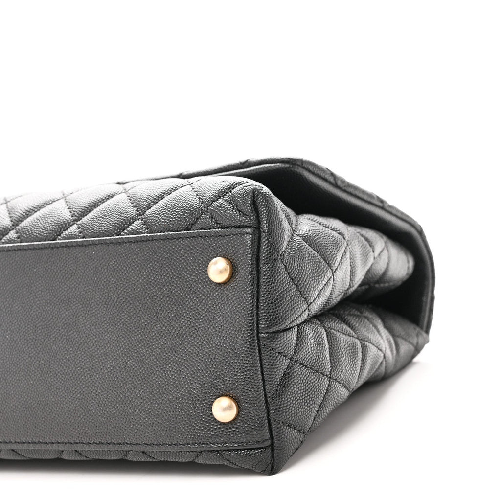 Caviar Quilted Small Coco Handle Flap Black