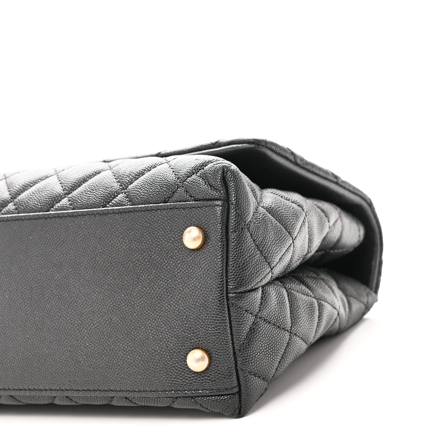 Caviar Quilted Small Coco Handle Flap Black