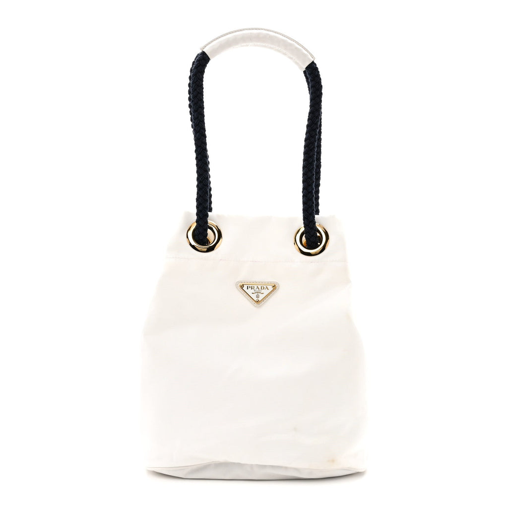 Re-Nylon Triangle Mariner Small Bucket Bag White Baltico