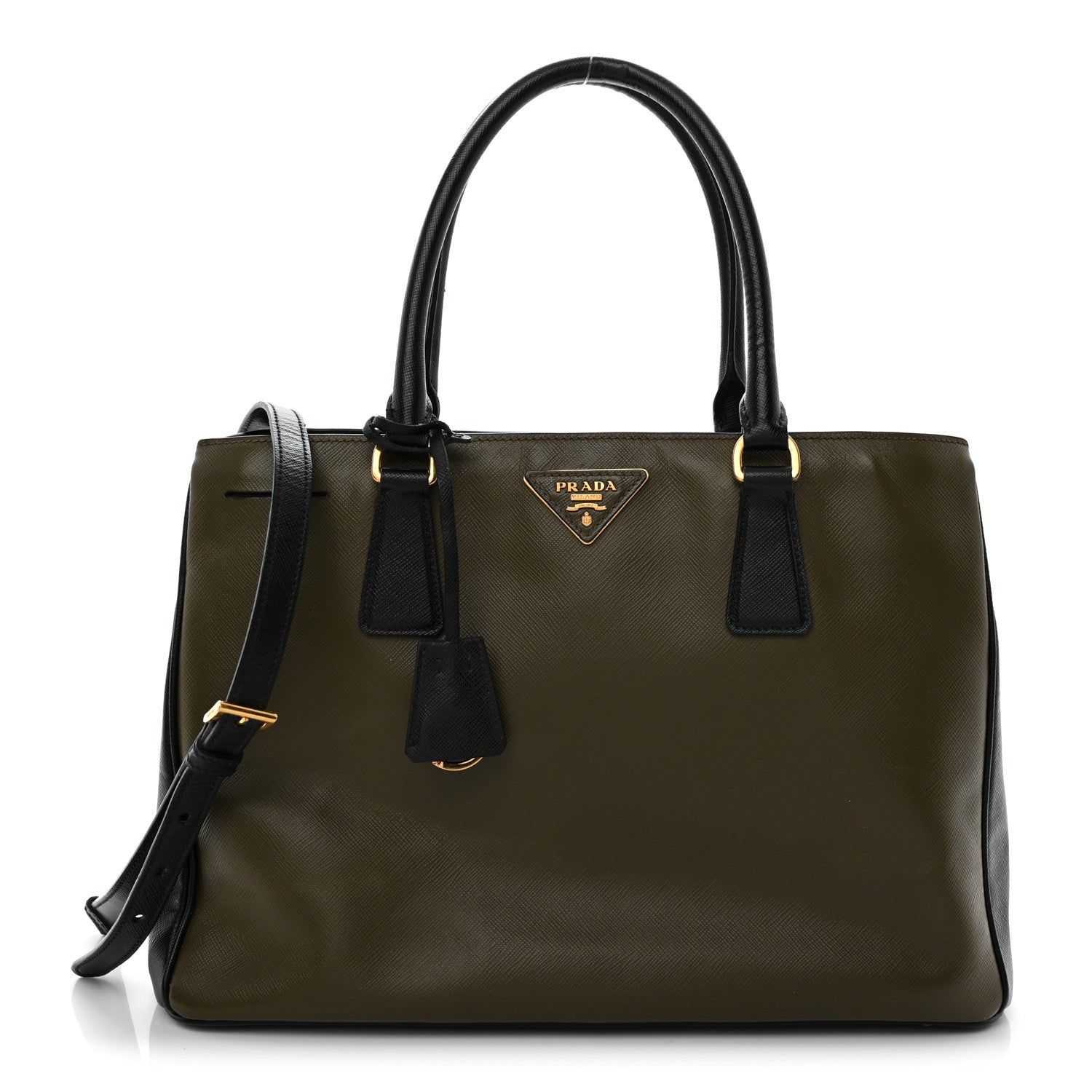 Saffiano Lux Bi-Color Medium Tote Militare Black