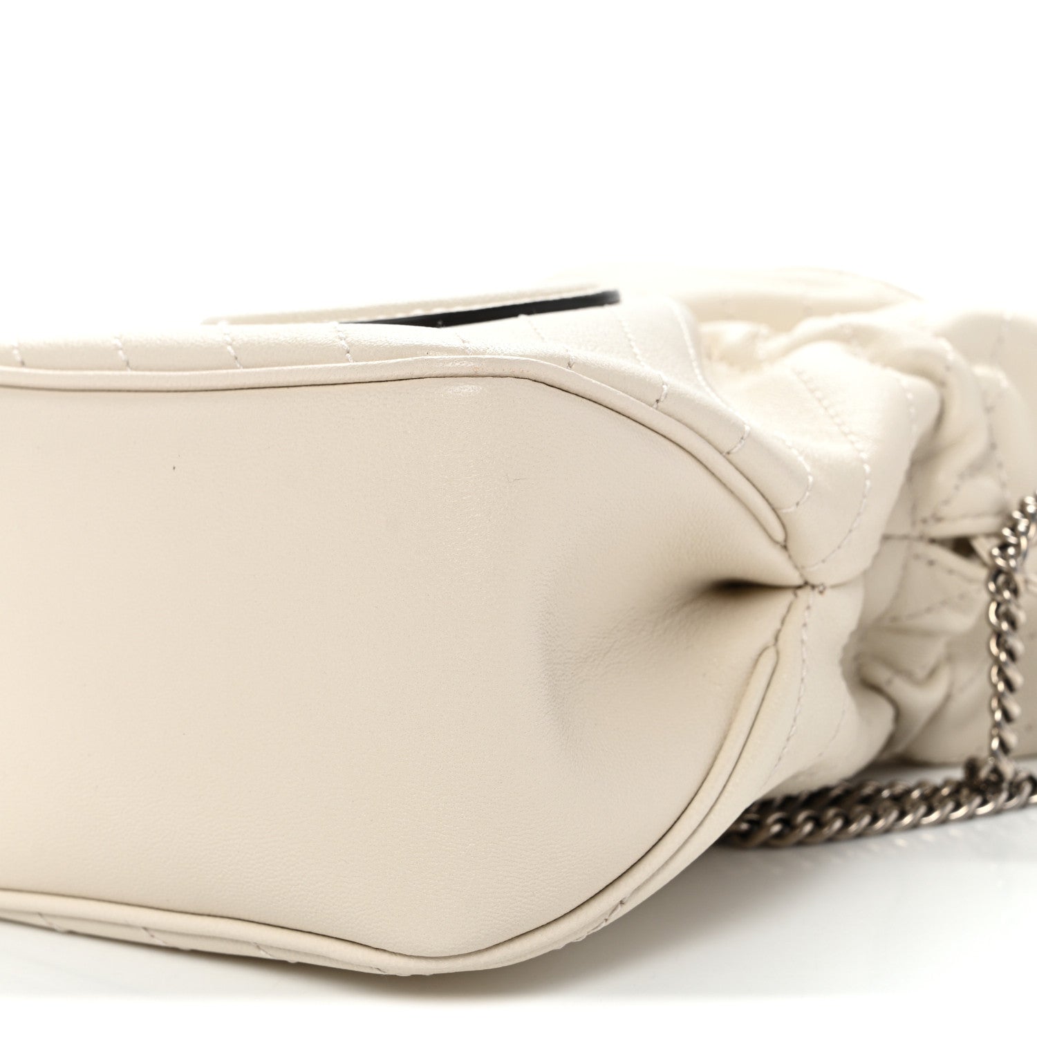 Sakai Be Green Calfskin Diagonal Stitched Mini Blondie Bucket Bag Mystic White