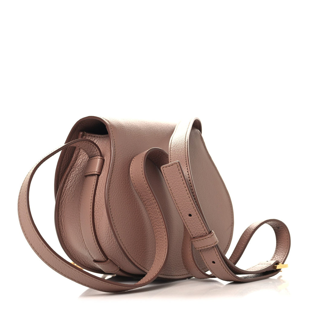 Grained Calfskin Small Marcie Saddle Bag Woodrose