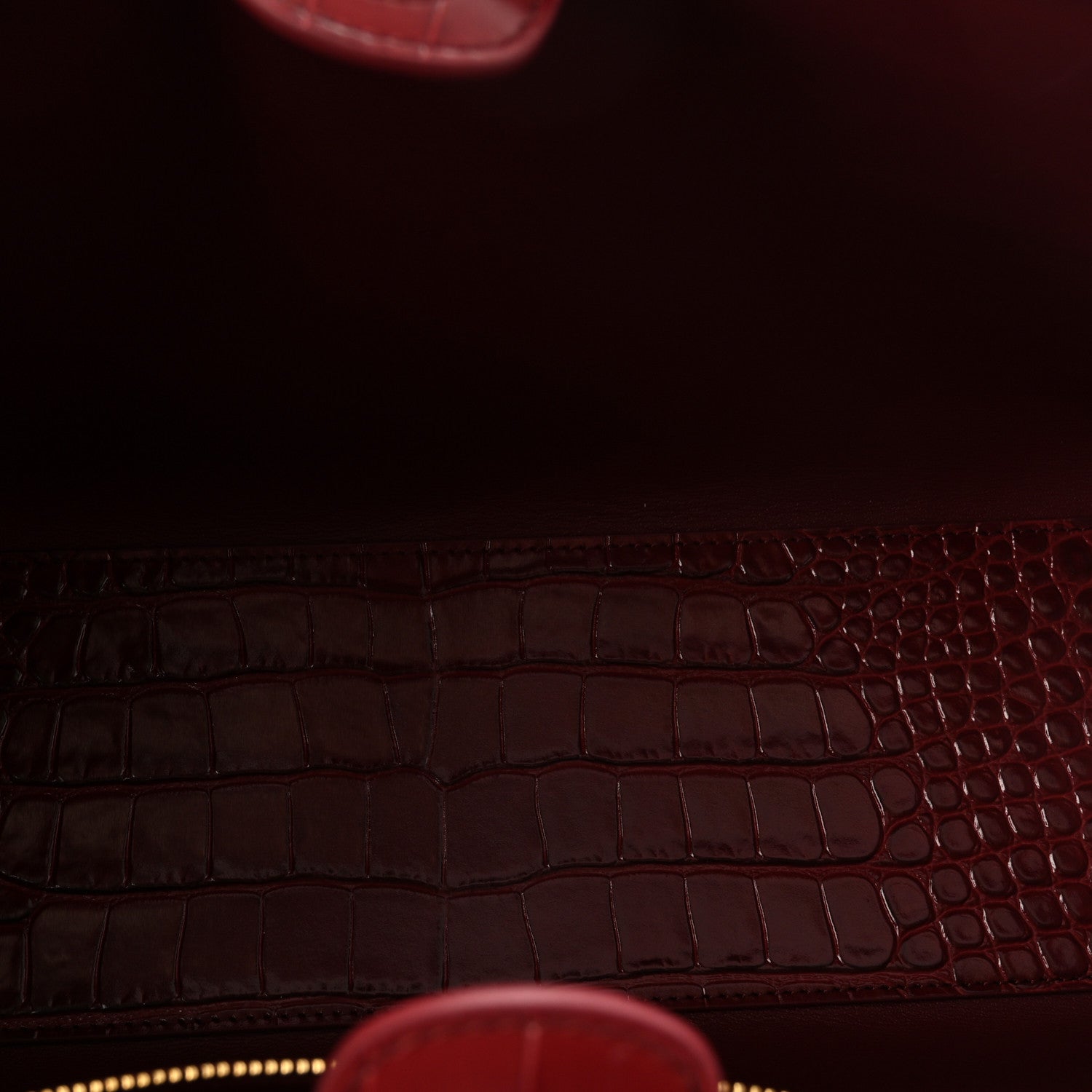Calfskin Crocodile Embossed Archetype Small Shopping Tote Burgundy