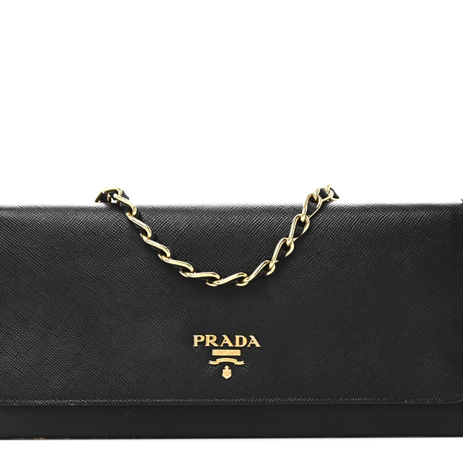 Saffiano Metal Oro Chain Wallet Black Black
