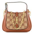 New Canvas Charisma Calfskin Crystal GG Monogram Mini Jackie 1961 Hobo Camel Ebony
