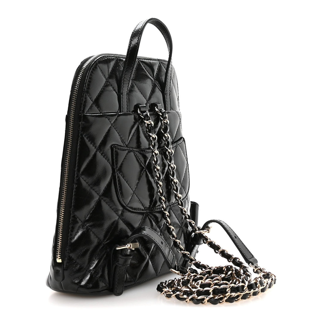 Shiny Calfskin My Pocket Backpack Black