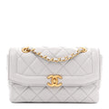 Shiny Lambskin Quilted Mini Flap Grey