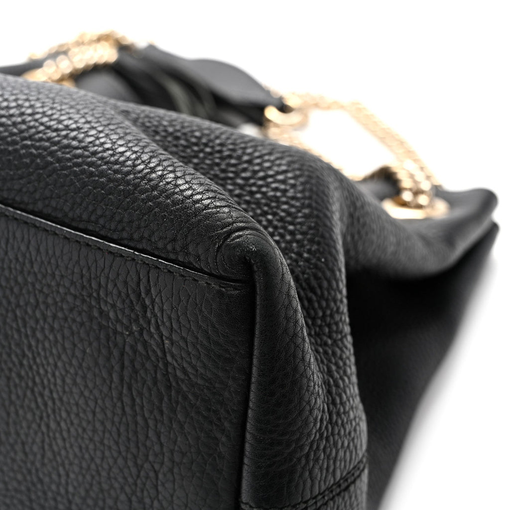 Pebbled Calfskin Medium Soho Chain Shoulder Bag Black