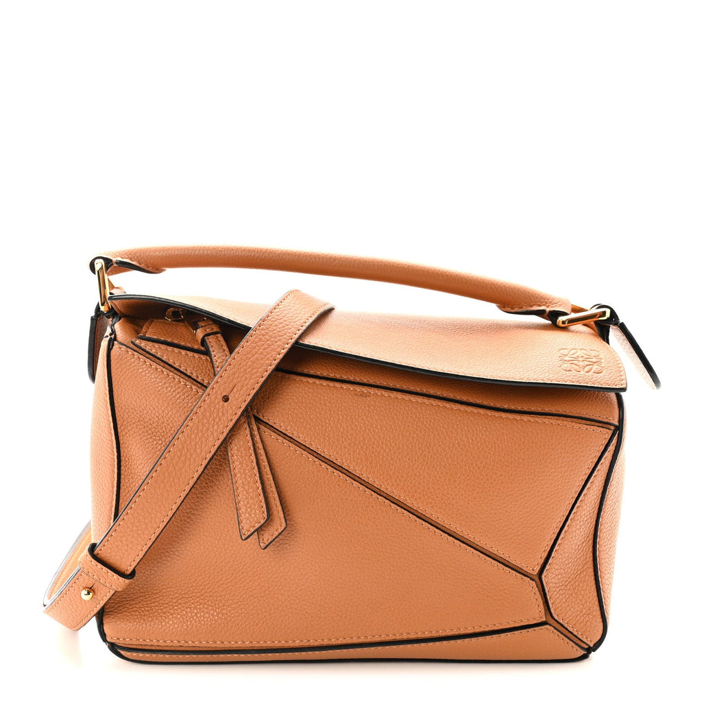 Grained Calfskin Small Puzzle Bag Tan