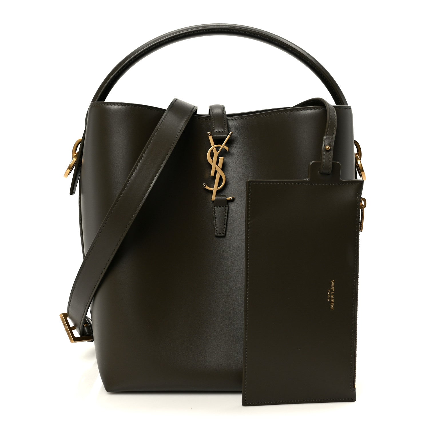 Shiny Calfskin Le 37 Bucket Bag Arabica