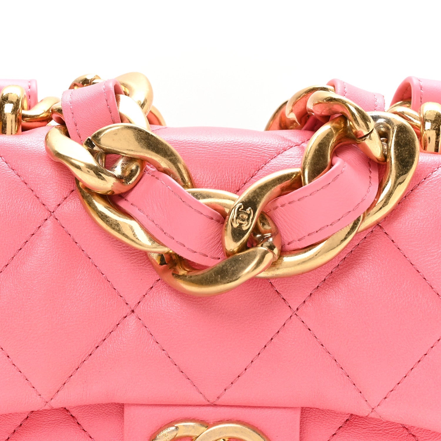 Lambskin Quilted Mini Funky Town Flap Pink