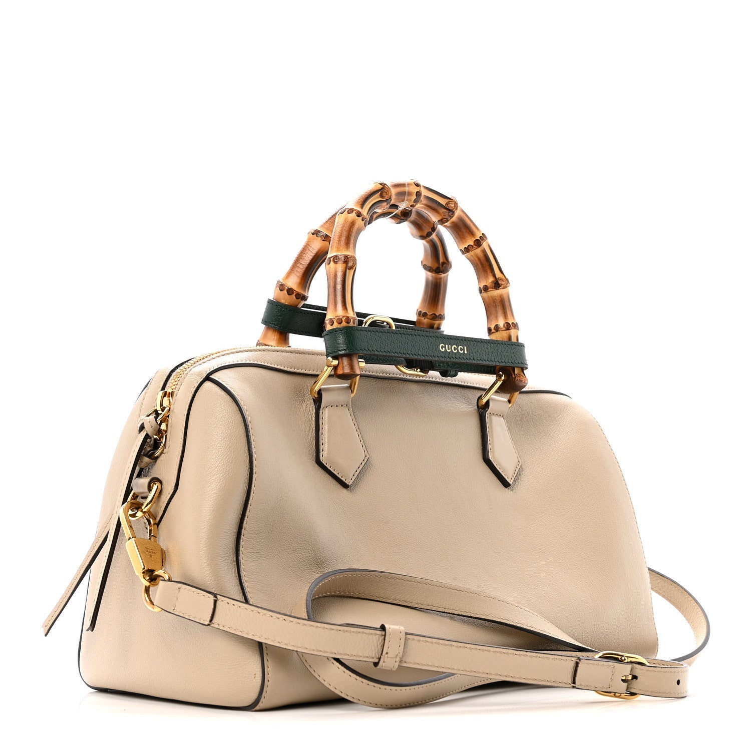 Calfskin Diana Bamboo Boston Oatmeal Vintage Green