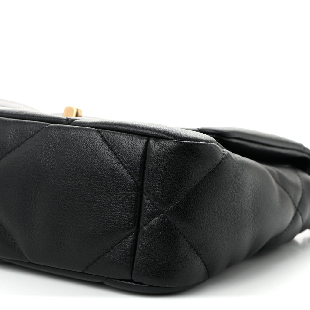 Shiny Goatskin Quilted Medium Chanel 19 Flap Black