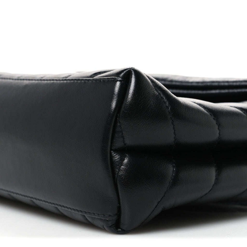 Calfskin Y Quilted Monogram Monochrome Small Loulou Chain Satchel Black