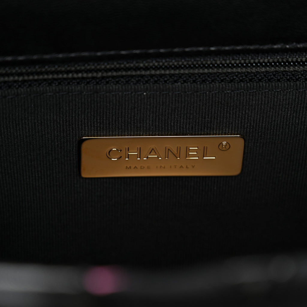 Lambskin Printed Fabric Medium Chanel 19 Flap Black Multicolor