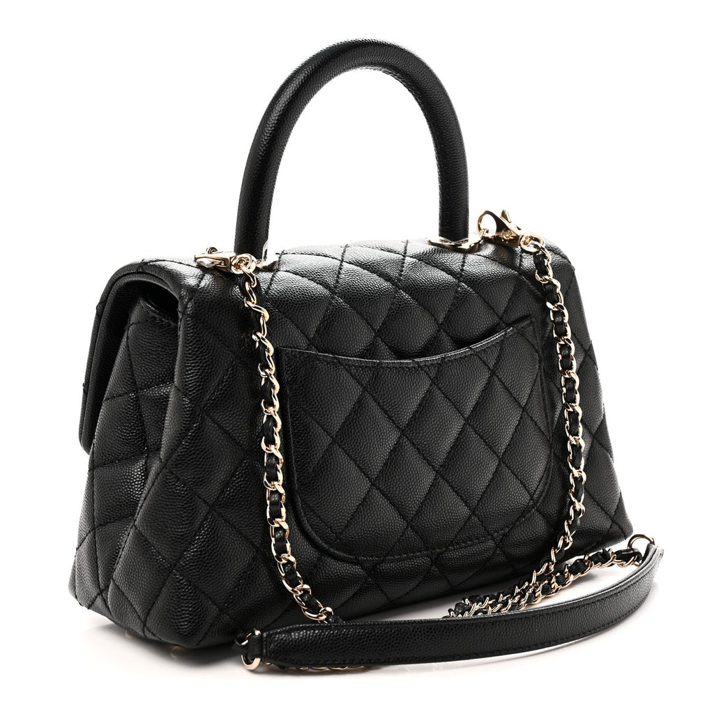 Caviar Quilted Mini Coco Handle Flap Black