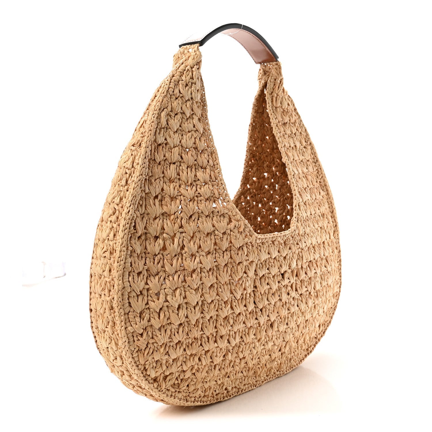 Raffia Calfskin Triomphe Panier Hobo Bag Natural Tan
