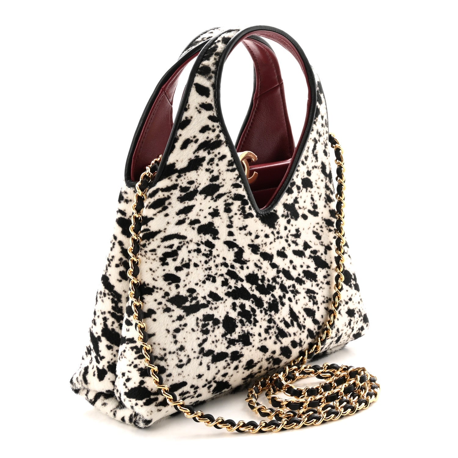 Pony Hair Printed Chic Lady Small Shopping Tote White Black