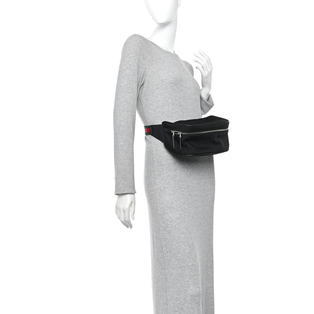 Techno Canvas Web Large Belt Bag Black