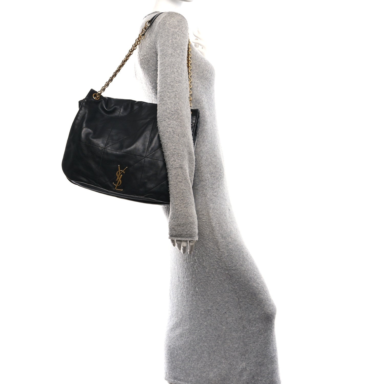 Lambskin Matelasse Monogram Large Jamie 4.3 Black