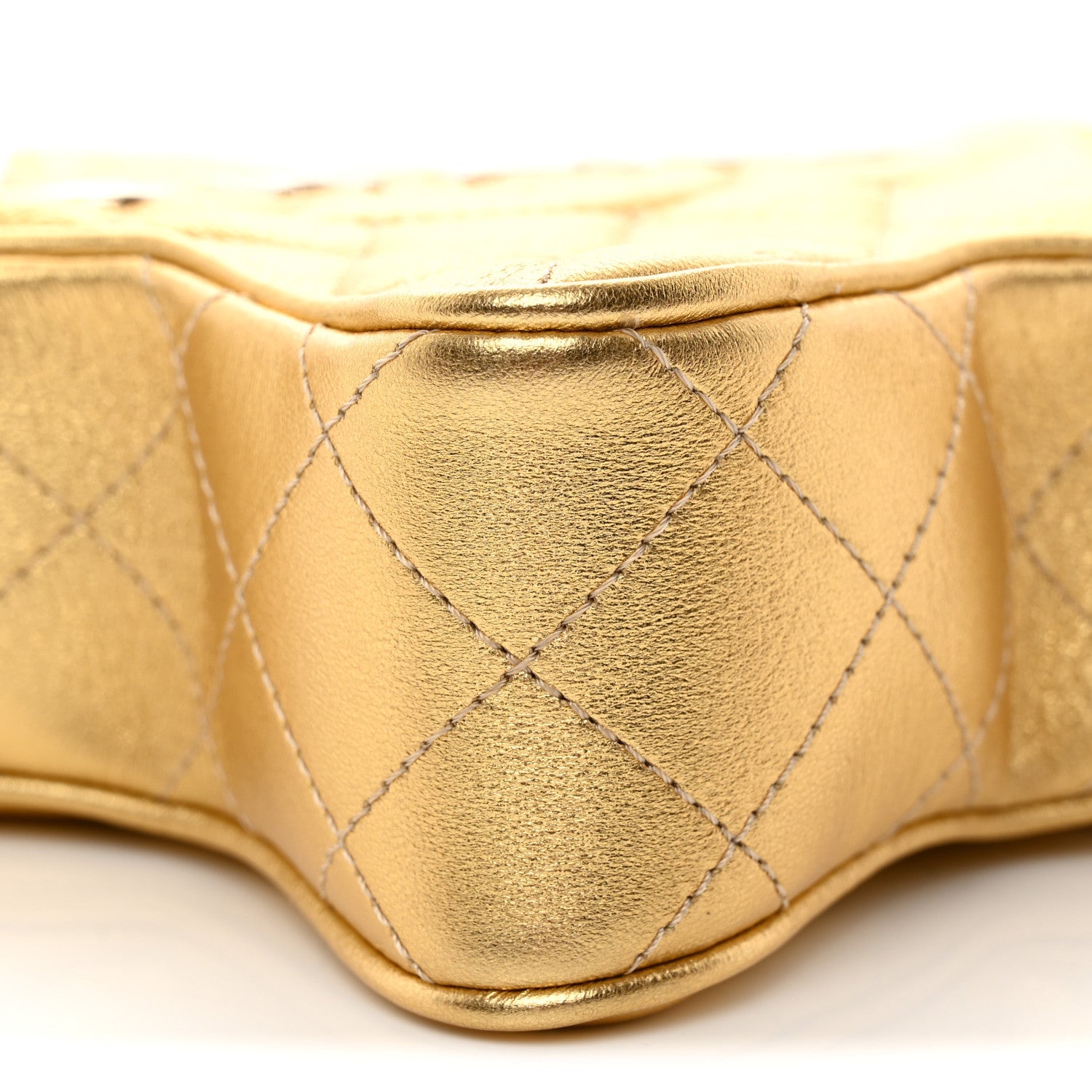Metallic Lambskin Quilted Walk Of Fame Star Bag Gold